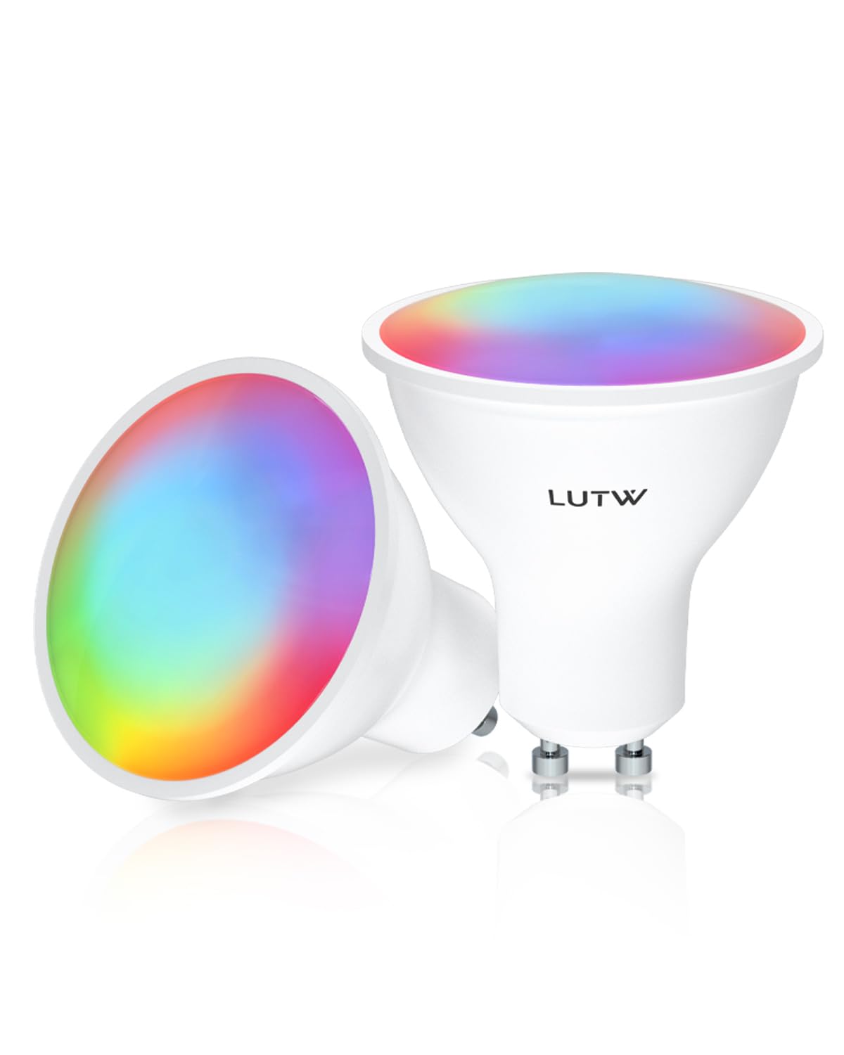 LUTW GU10 Smart Bulb, RGBCW Colour Changing Alexa Light Bulbs GU10, 2.4GHz WiFi＆Bluetooth LED Bulbs Dimmable, Compatible with Alexa and Google Home, 5W=40W, 2Pack