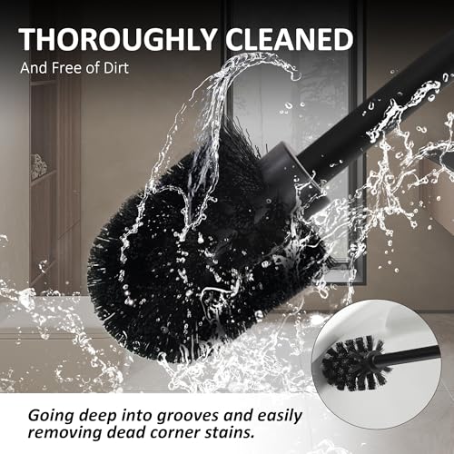 Toilet Paper Holder Set Stainless Steel Black Freestanding Toilet Brush and Storage Basket Perfect for Organizing Bathroom with Elegance and Practicality