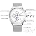 SONGDU Unisex Silver Chronograph Watch Big Face Stopwatch with Date Calendar and Milanese Mesh Strap