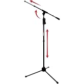 Gator Frameworks Deluxe Tripod Microphone Stand with Clutch Height Adjustment and Telescopic Boom Arm, (GFW-MIC-2120)