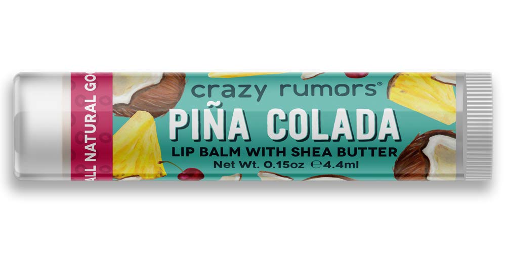 Crazy Rumors Pina Colada Shea Butter Soothing Lip Balm Stick for Dry Lips, 100% Natural and Vegan 4g