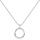 COBI Pendant Necklaces for Women, 18K Gold & Rhodium Plated Four Leaf Clover with CZ, Open Circle Karma Eternity Pendant, Link Chain Necklace with T-Bar Charm, Adjustable 16"+2" Dainty Jewelry Gift