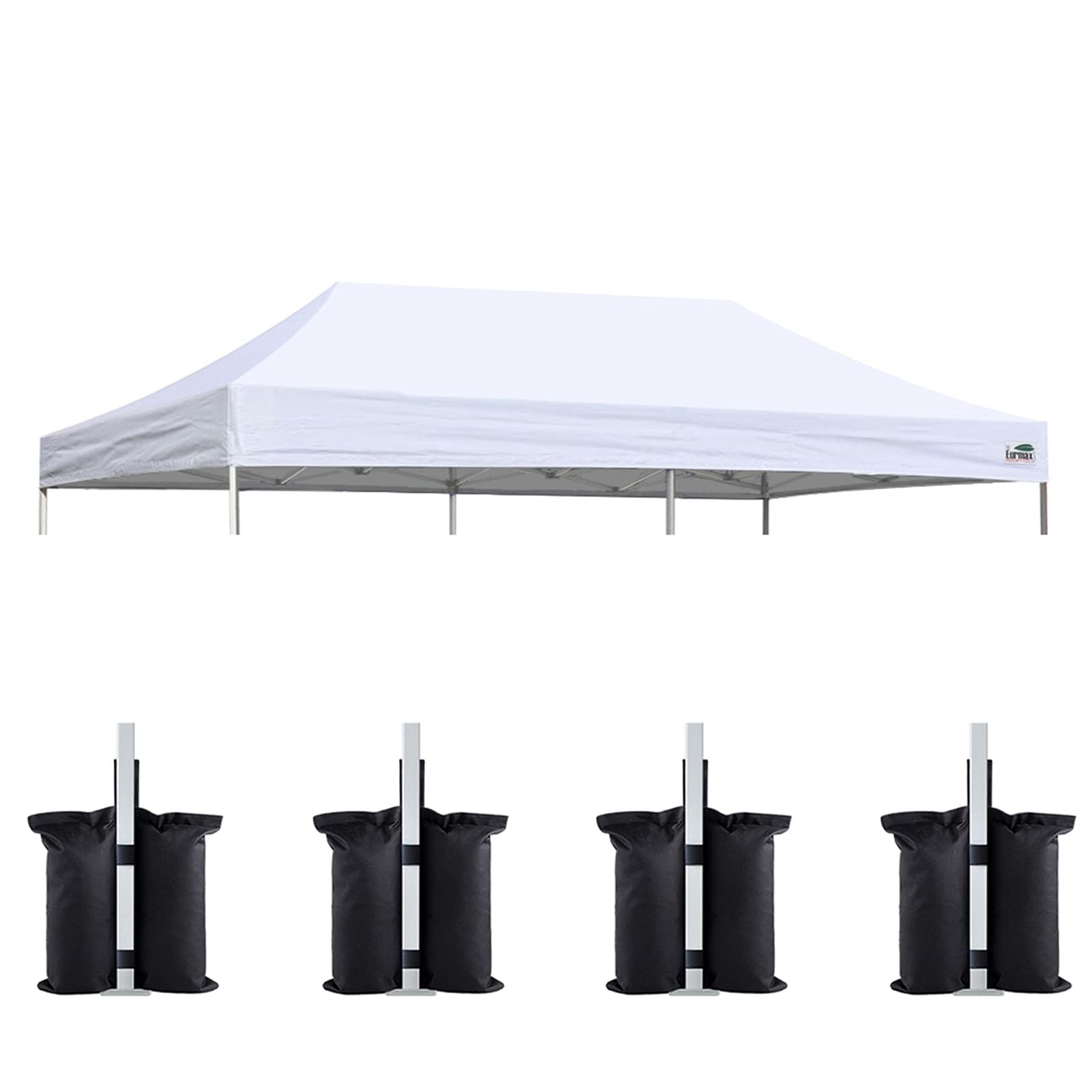 Photo 1 of Eurmax USA 10x20 Pop Up Canopy Replacement Canopy Tent Top Cover, Instant Canopy Top Cover ONLY, Choose 30 Colors,Bonus 4PC Pack Weight Bag (10x20, White)