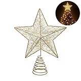 NICEXMAS Christmas Tree Topper LED Star Battery Operated Treetop Decoration (Gold)