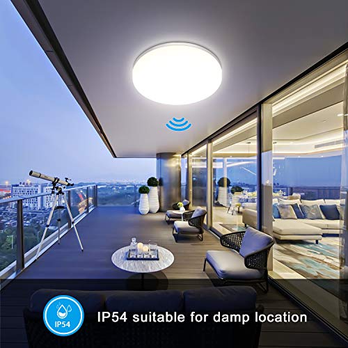 Oraymin 6er LED Deckenleuchte mit Bewegungsmelder Einstellbar 24W 2400LM LED Deckenleuchte IP54 Feuchtraumleuchte, 4000K… – Bild 8