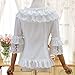 Smiling Angel Ruffle Retro Chiffon Half Sleeve Victorian Lolita White Blouse (XXL)