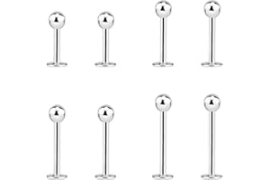 NORO OLO 20g/18g/16g Small Tragus Steel Labret Flat Back Lip Straight Studs Earrings,Medical Implant Grade Helix Piercing Jew