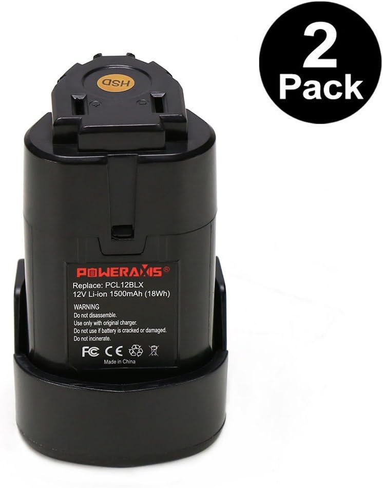 POWERAXIS 2Pack 12v 1.5Ah Liion Replace Battery for Porter Cable
