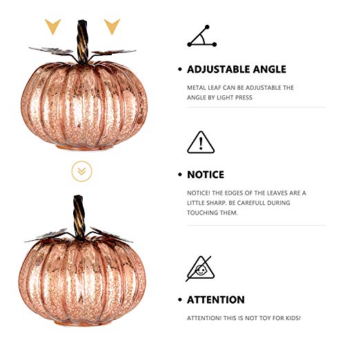 denlix Mercury Glass Pumpkin Lights Fall Decor, Battery Operated LED Timer 5.5 Inches Decorative Pumpkins, Fall Centerpieces for Tables Decorations
