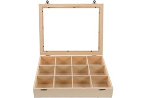 Cabilock Rock Collection Organizer with Lid 12-Grid Rock Storage Box for Mineral Specimens Display and Protection Ideal for H