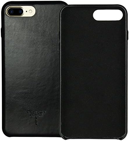 iPhone 7 Plus Case iPhone 8 Plus Case FRIFUN Genuine Leather Hard Back Case Thin Fit Snap Case Excellent Grip for iPhone 7 Plus/8 Plus 5.5 inch (Black)