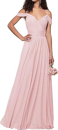 chiffon baby pink long formal gown