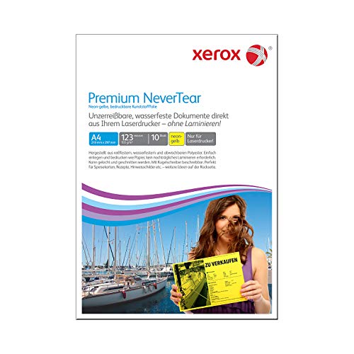 Xerox 003R98128 Premium Never Tear Paper A4 10 Sheets Neon Yellow