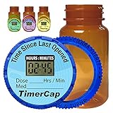 Timer Caps with Large Vials (Qty 4) - LCD Stopwatch Timer Automatically Tracks Time Between Doses -Reminder for Medications and Vitamins