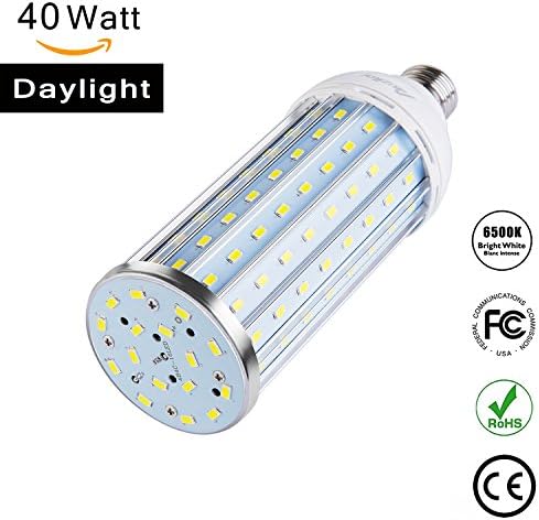 40W Daylight LED Corn Light Bulb for Indoor Outdoor Large Area Auzilar - E26/E27 Socket 4000Lm 6500K,for Home Street Lamp Post Lighting Garage Factory Warehouse High Bay Barn Porch Backyard Garden