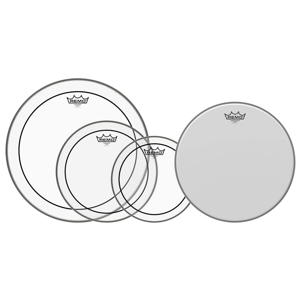 Remo PP-0320-PS Drum Head Pro Pack Pinstripe Transparent 12 Inches 13 Inches 16 Inches + Free 14 Inches PP-0320-PS