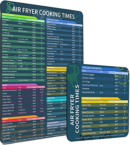 Air Fryer Cooking Times Chart Magnet Set – Comprehensive Cheat Sheet Magnets