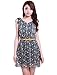 Allegra K Women Stretchy Self Tie Bowknot Shoulder Flower Print V-Neck Dress