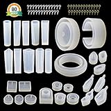 LET'S RESIN Resin Jewelry Molds,30pcs Silicone Jewelry Molds, Epoxy UV Resin Molds Including Resin Bangle Molds, Pendant Molds, Ring Molds, and 50pcs Screw Eye Pins