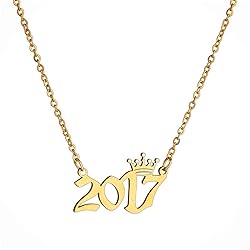 MICOMAKA Birth Year Number with Crown Necklace,Old