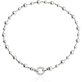 Handmade Gray Nacre Shell Pearl Beaded Choker Necklace with CZ Eternity Circle Charm