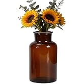 500ml Empty Amber Glass Vase Small Bud Vase Apothecary Jars Decorative Glass Bottles Tabletop with Creative Rope Design for Home Decor Centerpiece Wedding Party Wedding Rustic Home Table Decor