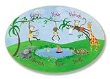 The Kids Room by Stupell Wash Your Hands, Brush Your Teeth Monkeys at the Watering Hole Oval Wall Plaque