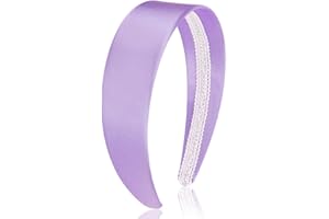 AHONEY Purple Headband for Women Satin Silk Headband Non Slip 1.57" Wide Plain Head Band Solid Hair Band