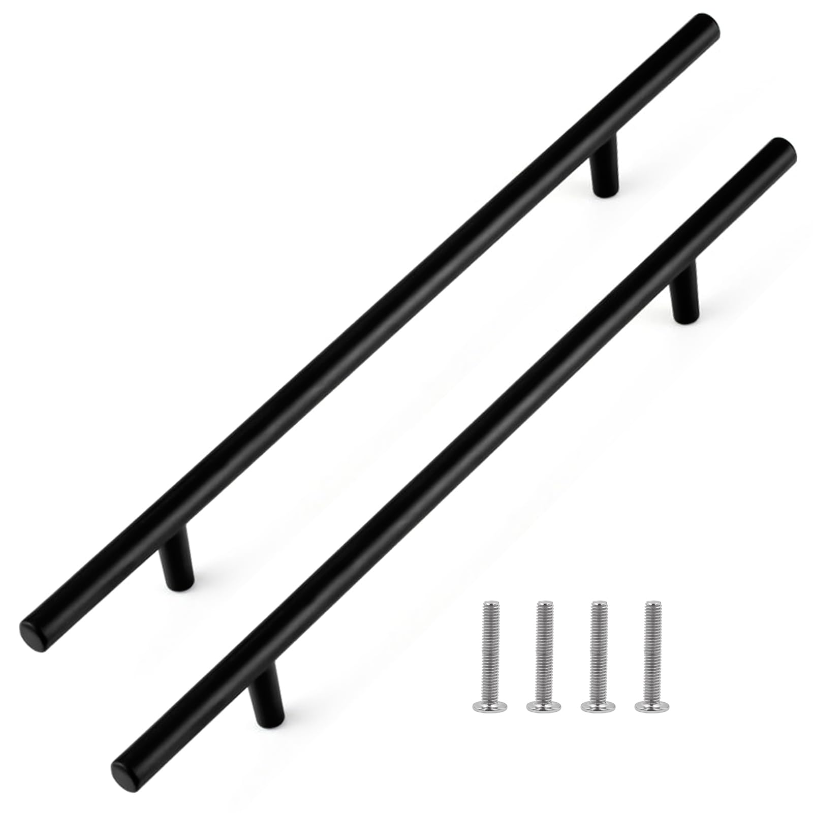 Fatiya 2 Pack 246mm Length Kitchen Cabinet Handles Black, 195mm Hole Center Aluminium Alloy Cabinet Pulls, Kitchen Hardware Door Pulls for Drawer Dresser Cupboard Wardrobe — image 1