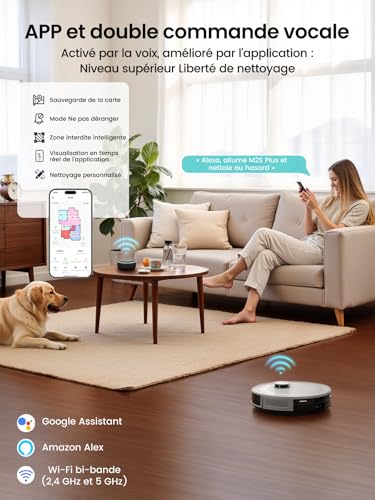 Lefant M2S Plus Robot Vacuum Cleaner with Station, 10000Pa Vacuum Cleaner, Automatic Emptying, Obstacle Avoidance, 240min, Ideal for Pet Hair Carpets Hard Floors, Connected with Alexa/App