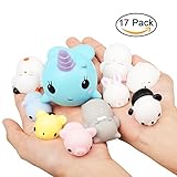 Mochi Squishy, TopTops 16PCS Mini Kawaii Animal Squishies Slow Rising 3D Soft Stretchy Animals Cat Panda with Blue Whale Cartoon Squeeze Seals Healing.. (17pcs)
