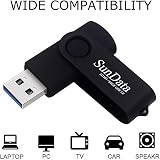 SunData 64GB USB 3.0 Flash Drive Metal Swivel Black High Speed 90MB/s view 5