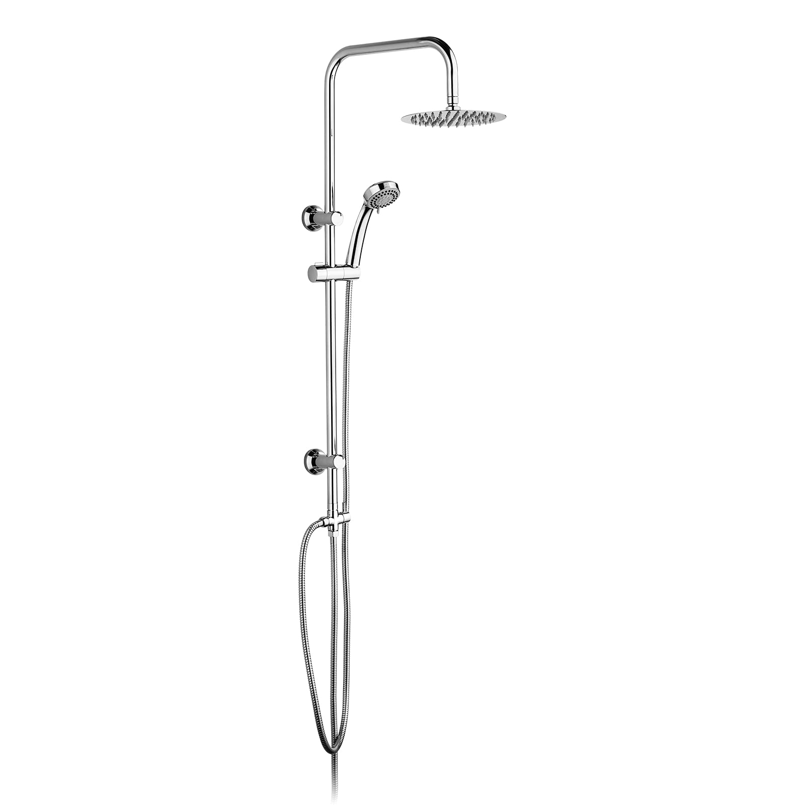 Ibergrif, M20702 Shower Column System Without Tap, with Inverter, Sprayer, Shower, Hose, Adjustable Rod and Bracket, Chrome, Silver