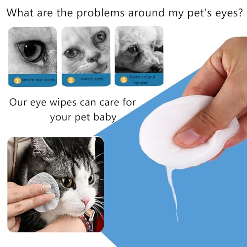 GOUFGUI DOG EYE WIPES200COUNT,NATURAL PLANT INGREDIENTS,EFFECTIVELY REMOVES EYE DIRT,EYE SECRETIONS,MUCUS SECRETIONS,IMPROVE TEAR STAINS,SUITABLE FOR DAILY CLEANING AND CARE OF CATS AND DOGS EYE WIPES