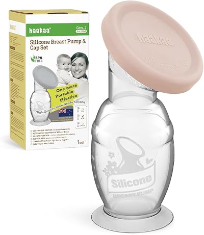 haakaa Manual Silicone Breast Pump with Suction Base 5oz Blush