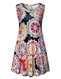 Luranee - Vestido de túnica para mujer, sin mangas, hasta la rodilla, con bolsillos