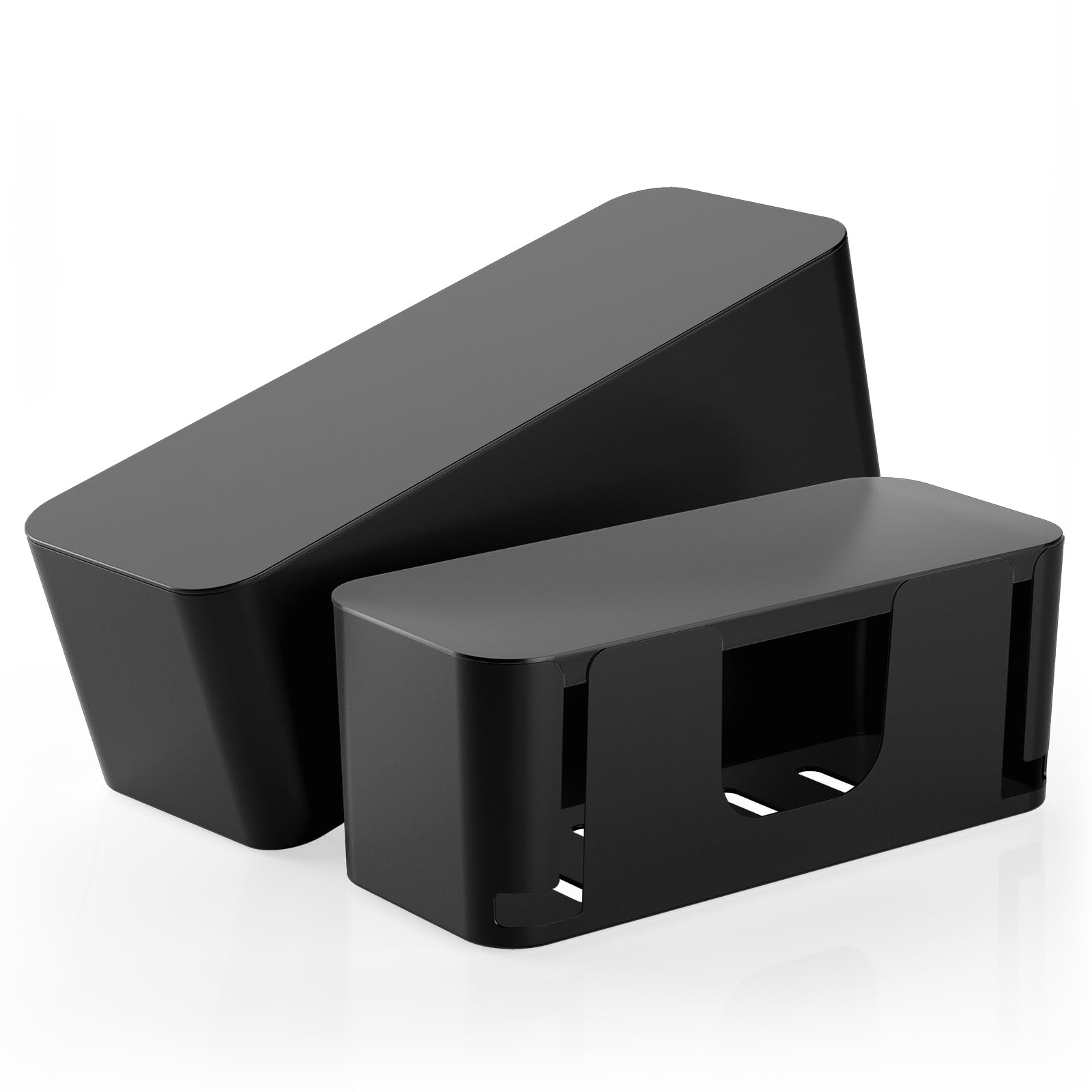 Photo 1 of DELAMU 2 Pack Black Cable Management Box Cord Hider Box, Large Power Cord Organizer Box for Gaming Desk, Home, Office, Hide TV Wires, Computer Cables, Power Strip Cover Box, Baby & Pet Friendly
