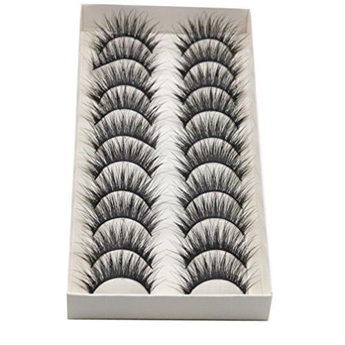 Oksale® 10 Pairs Thick Long Cross Party False Eyelashes Black Band Fake Eye Lashes (Black) - Thumbnail 5