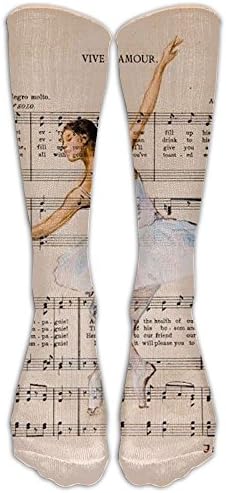Sheet Music Spandex Cartoon Fun Colors Compression Knee Socks Stay Soft Long Distance Running For Teen Knee-high Long Tube Socks