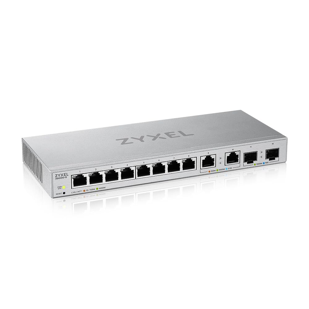 Zyxel 12-Port Multi-Gigabit Switch | 2.5Gb Web Managed | 8x1G, 2x2.5G, 2x10G SFP+ | Fanless Desktop Ethernet Splitter