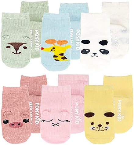 Toddler Baby Anti-Slip Cute Cartoon Animal Cotton Socks,6 Pairs,Ages 0-4 Years Socks,with a Cute Gift
