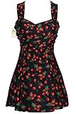 Women's Elegant Crossover One Piece Swimdress Skirted Bottom Swimsuit (FBA) Black Cherry 5XL(US16-18)