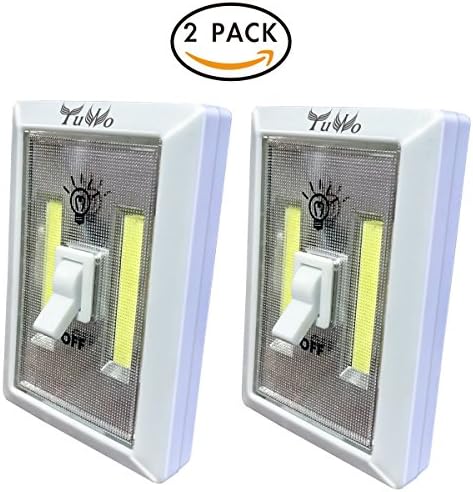 LED Night Light, YUWO COB Emergency High Lumen Switch Cordless Portable Light with Battery, Magnetic, Sticker for Wardrobe, Camping, Kitchen, Garage, Attic, Cabinet, Shelf, Shed, and More. (2 PACK)
