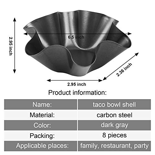 Tortilla Pan Nonstick Taco Shell Maker Salad Bowl Set of 8 Pack Perfect Tortilla Pan
