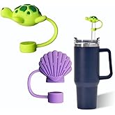 Turtle and shells Straw Cover for Stanley 40&30 Oz Cup, 10mm Silicone Straw Covers Cap for Stanley Cup Accessories, Cute Straw Topper for Tumblers, Straw Cap Stopper for Reusable Straws