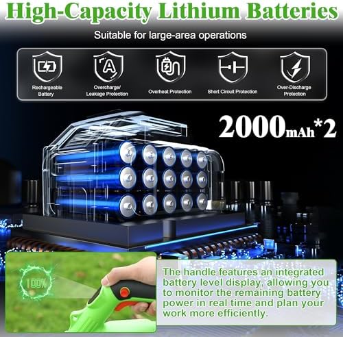 Desbrozadora a Batería 3 en 1, Desbrozadora Electrica con Disco Desbrozadora, Cortabordes Electrico Telescópico Ajustable, Ligero 1,5 kg con 2 Baterías 2,0Ah para Céspedes y Jardín