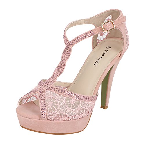 Womens open toe crochet high heel dress pretty heeled-sandals, bl…