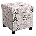 SONGMICS Storage Ottoman, Padded Folding Bench, Chest with Lid, Solid Wood Feet, Space-Saving, Holds up to 660 lb, Eiffel Tower Pattern ULSF14X