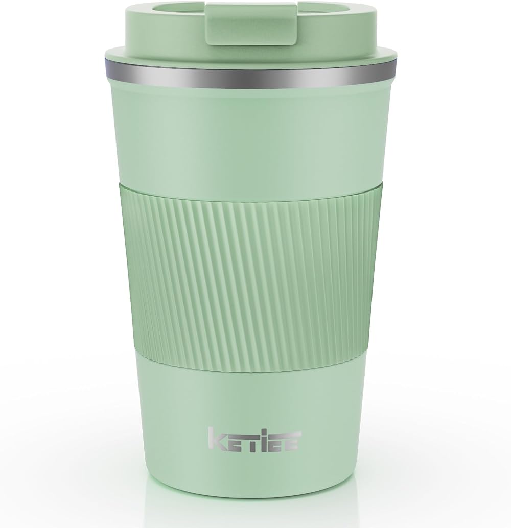 KETIEE Travel Mug 380ml Insulated Leakproof Stainless Steel Ice Green