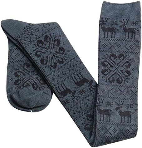 Your Gallery Women's Cute Reindeer Snow Pattern Slim Over Knee Cotton Socks Grey